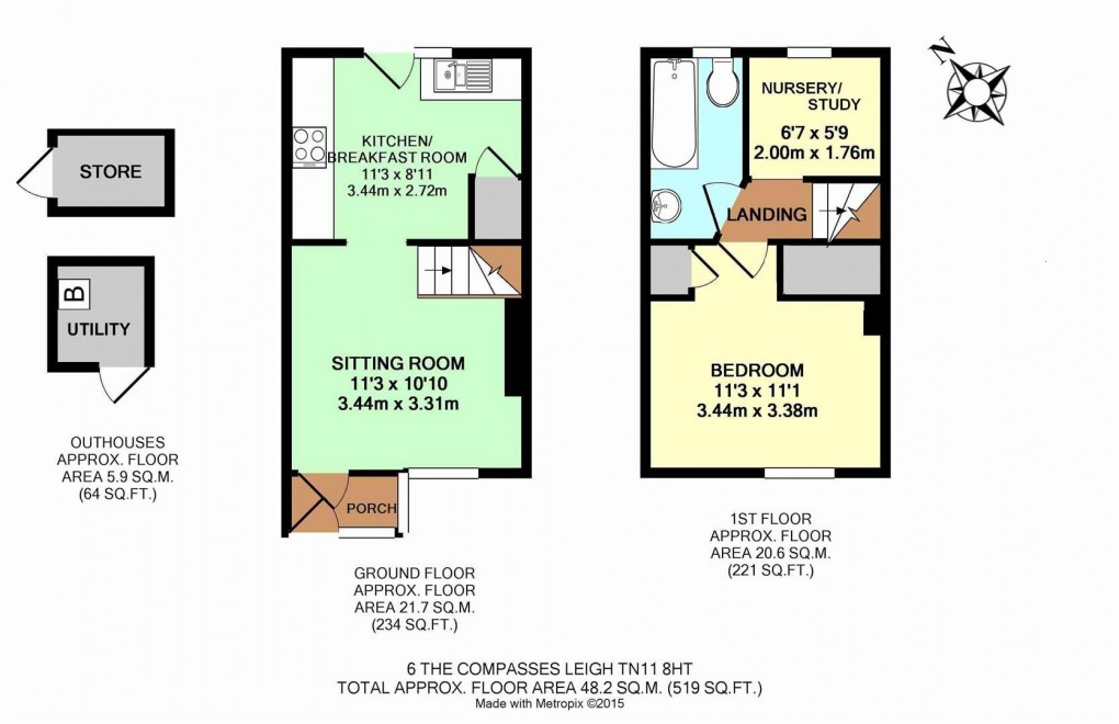 Floorplan for The Compasses, Leigh